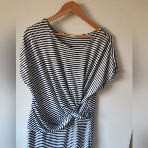 Navy and white striped dress- size large - Picture 2 of 4